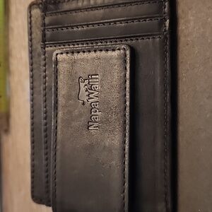 Black Leather  Napawalli Money Clip Wallet